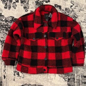 Red and Black Plaid Teddy Jacket